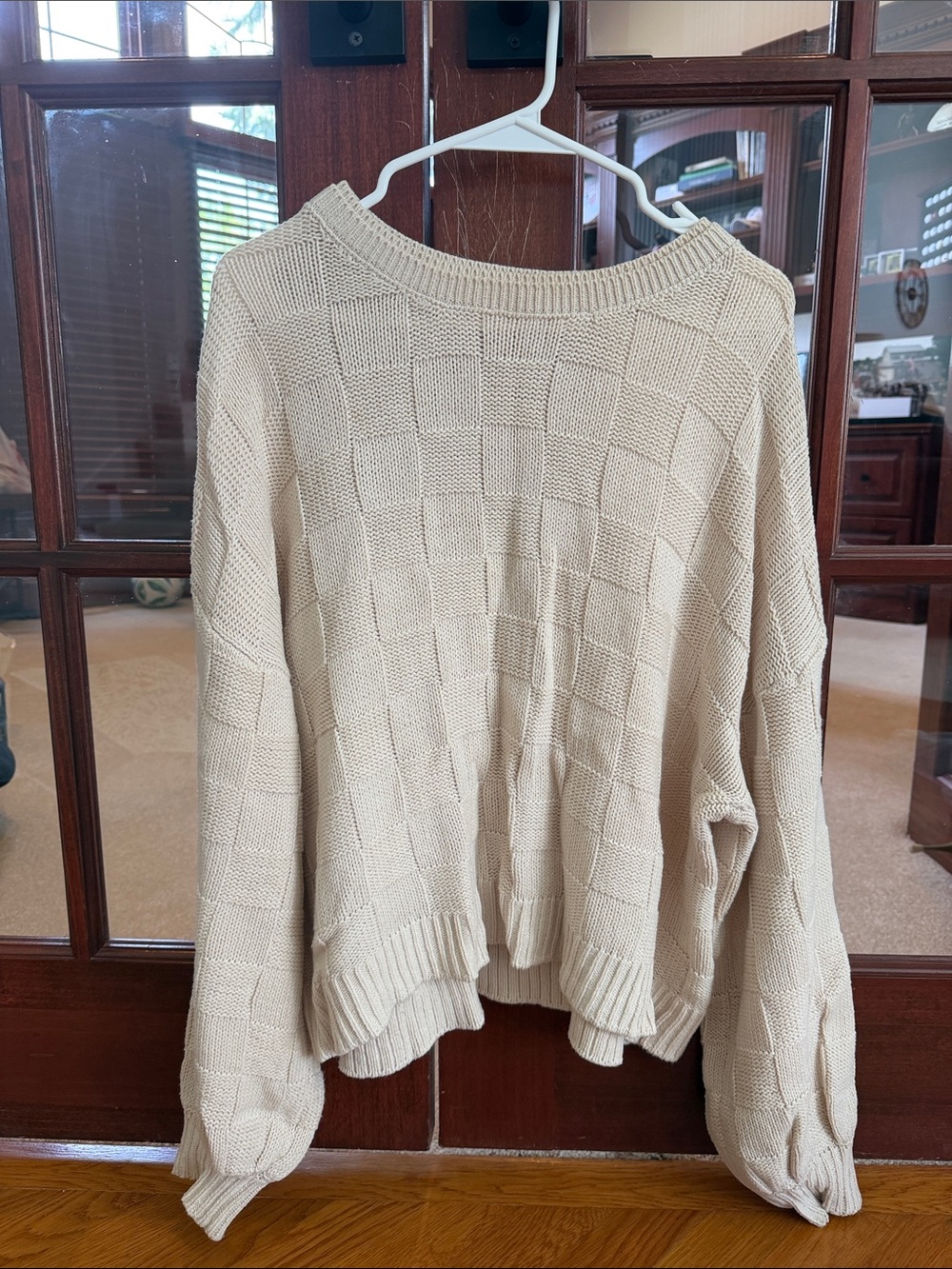 Z Supply Beige Crewneck Sweater with Basketweave Knit